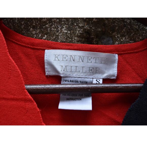 Kenneth Miller Red & Black Colorblock Sleeveless Knit Top Women’s Small - Picture 4 of 5